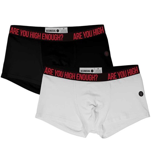 Bee Unusual "Are you High Enough?" 2PK Boxer Trunk BLK/WHT