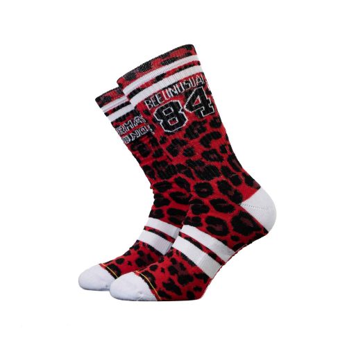Bee Unusual “Normal gets you nowhere 84"Red/Black socks