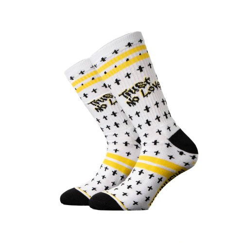 Bee Unusual “Trust No Love” Light Grey Socks