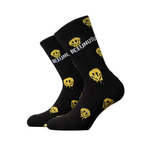 Bee Unusual “Melting Face” Black Socks