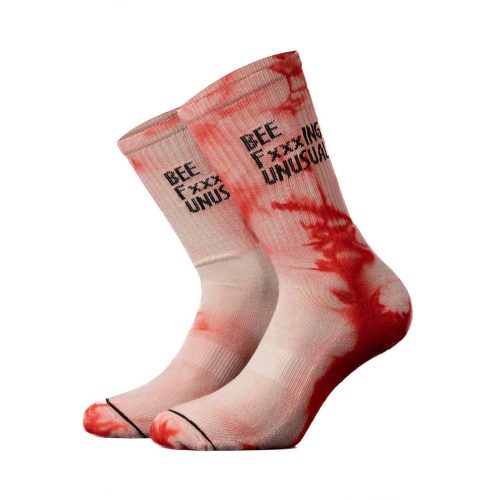 Bee FxxxING Unusual “Tie Dye Issue” socks – Sand – Red
