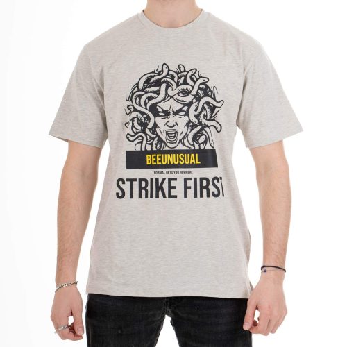Bee Unusual "Strike First" Heavy Jersey T-shirt Beige Melange