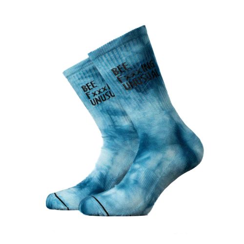 Bee FxxxING Unusual “Tie Dye Issue” socks – Sea Blue