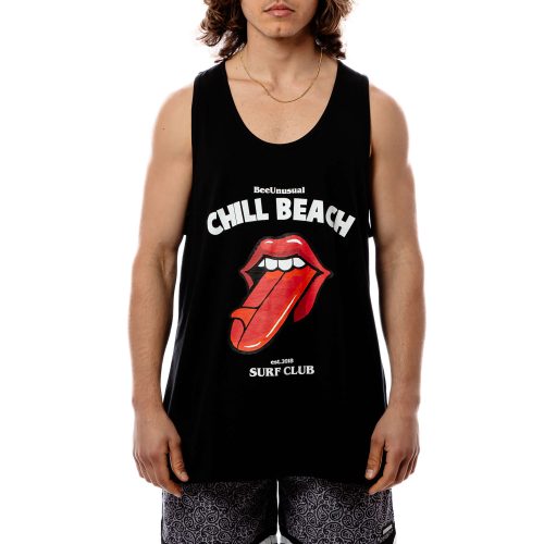 Bee Unusual “Chill Beach”  Surf Tank Black