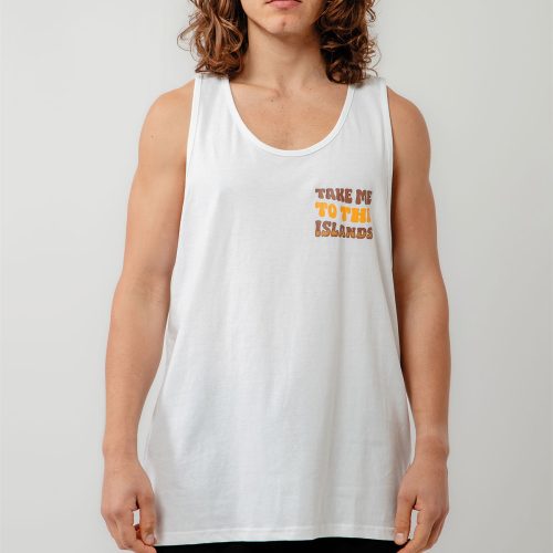 Bee Unusual " Take me to the islands " Tank Top White