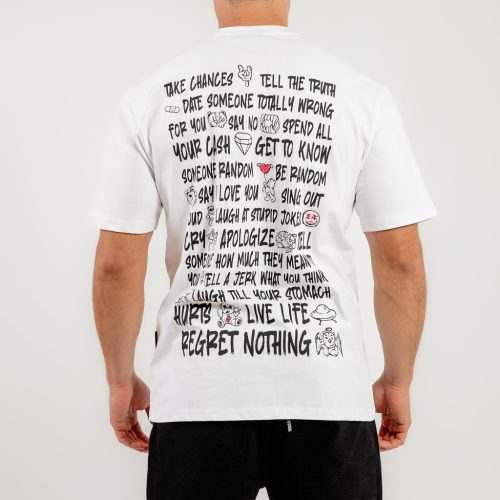 Bee Unusual " Regret Nothing " Relaxed T-shirt White