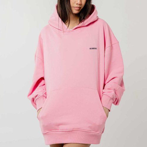 Bee Unusual " Logo " Extra Heavy FT Hoodie Pink